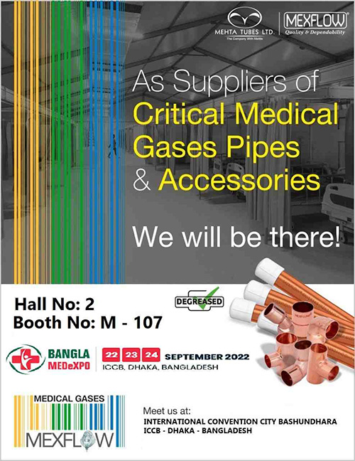 Bangla MedExpo 2022: Mexflowโs Critical Medical Gases Pipes & Accessories to be Featured in the event